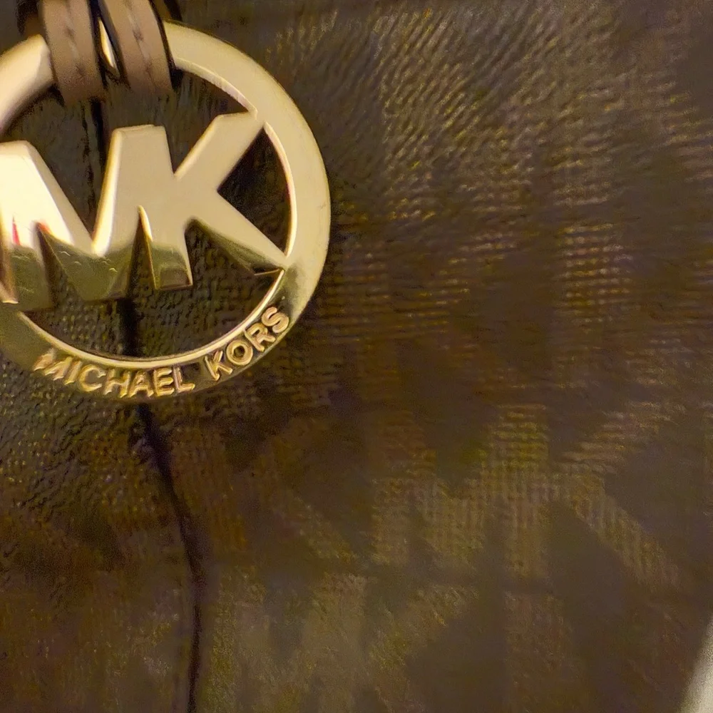 Michael Kors Brown Signature Tote with Leather Accents